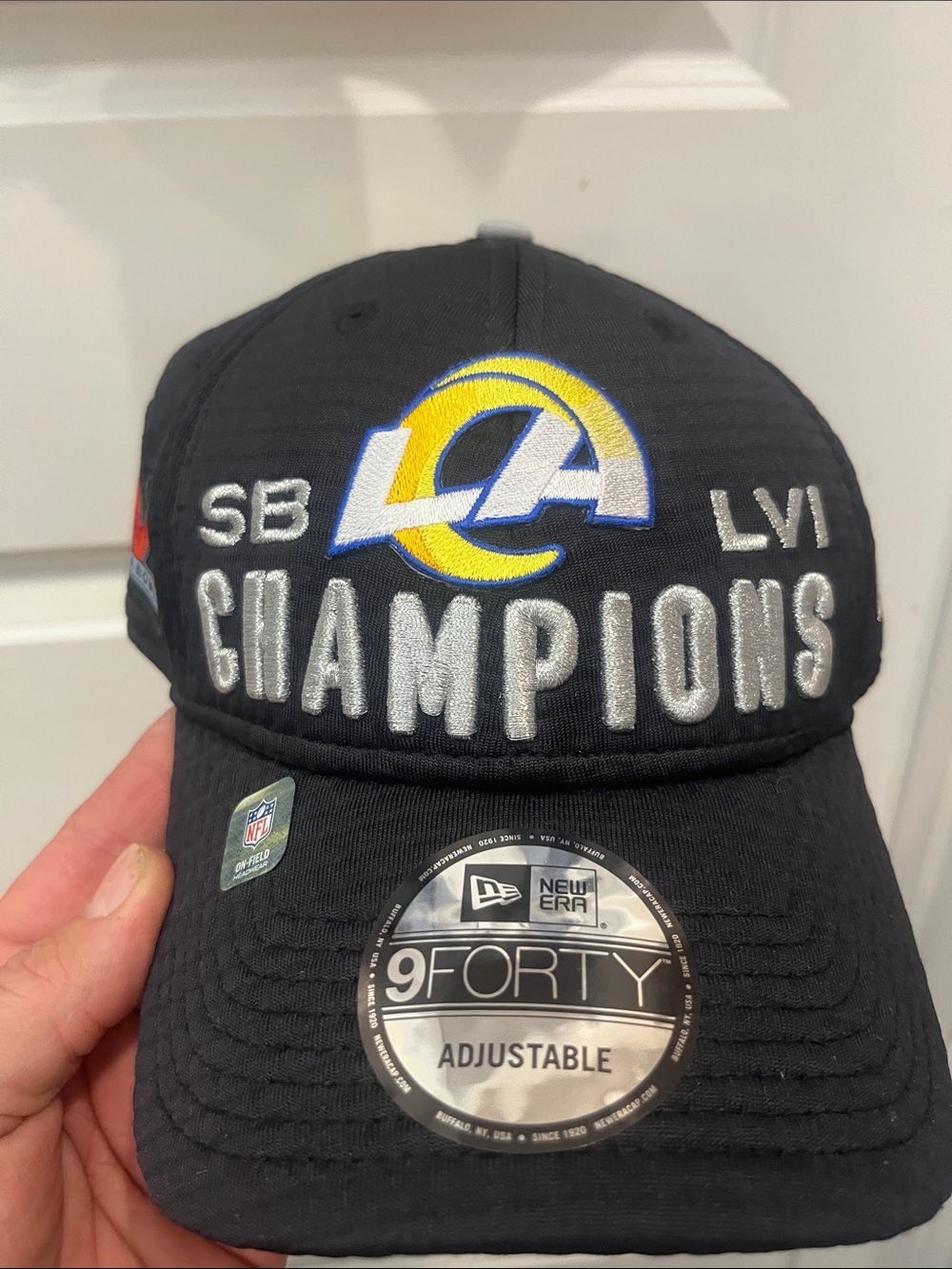 New Era Black LA Champions 9FORTY Adjustable Hat with Yellow & Blue Logo